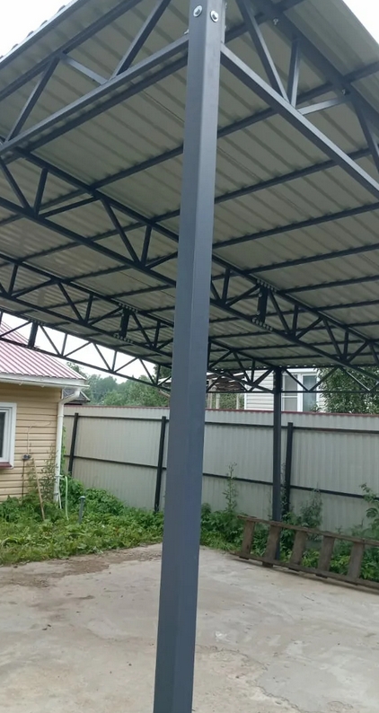 металлический каркас навеса для автомобиля