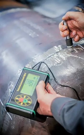 Специалист проверяет качество изготовленных металлических деталей