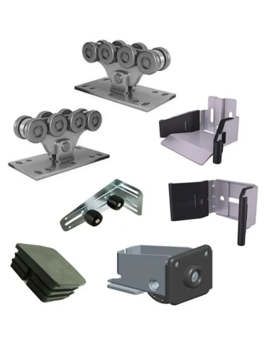 Комплект фурнитуры для откатных ворот с роликами направляющей и уловителями